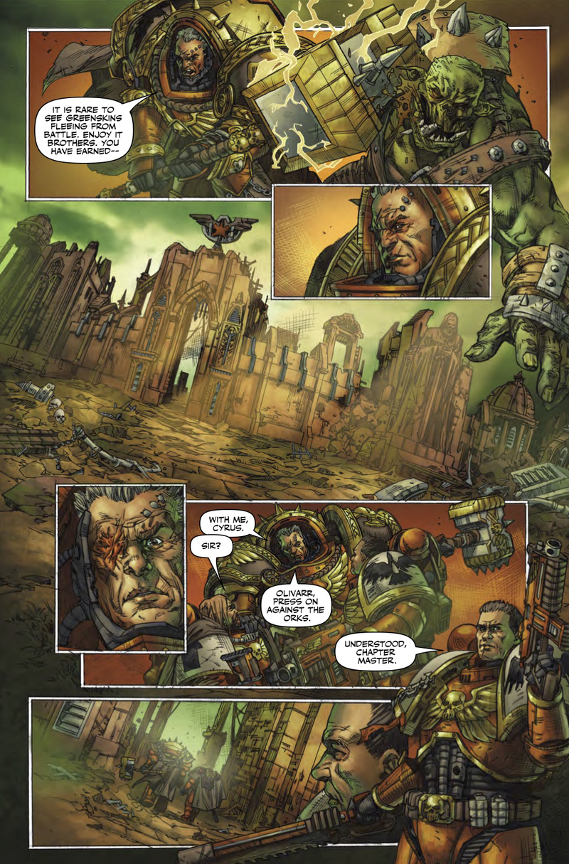 Illustration for article titled Space-War Is Space-Hell in the New Warhammer 40K: Dawn of War Comic